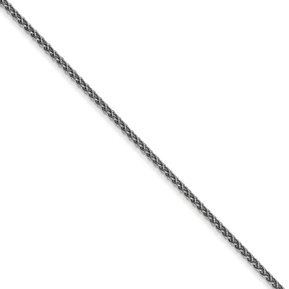1.25mm, 14k White Gold, Solid Spiga Chain Necklace, 16 Inch